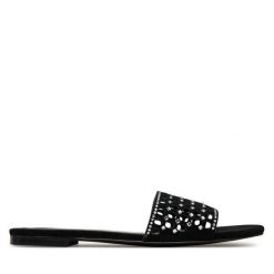 Klapki Eva Minge. Czarne klapki damskie Eva Minge, bez wzorów, bez obcasa. Za 349.99 zł.