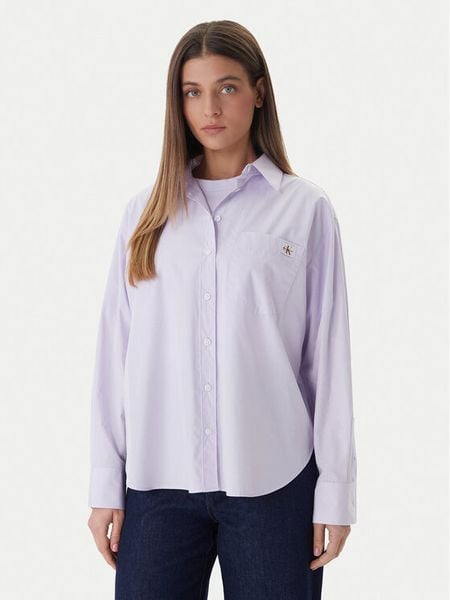 Calvin Klein Jeans Koszula LV047F147G Różowy Relaxed Fit. Czerwone koszule damskie Calvin Klein Jeans, xl, bez wzorów, z bawełny, bez kołnierzyka, bez ramiączek. Za 265.99 zł.