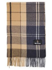 Barbour szalik wełniany Mężczyźni Wełna (100%) niebieski|beżowy, ONE SIZE. Brązowe szaliki męskie Barbour, bez wzorów, z wełny. Za 299.95 zł.