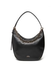 Tommy Hilfiger Torebka Moon Leather Hobo AW0AW17468 Czarny. Czarne torebki klasyczne damskie Tommy Hilfiger, bez wzorów, ze skóry, bez dodatków. Za 839.99 zł.
