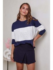Soft Cashmere Sweter w kolorze granatowo-białym rozmiar: 38/40. Niebieskie swetry klasyczne damskie Soft Cashmere, bez kołnierzyka. Za 109.78 zł.