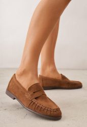 Jasnobrązowe Marszczone Mokasyny VICES z Wkładką ze Skóry Naturalnej Nerihaneh. Brązowe mokasyny damskie Born2be, z jeansu. Za 89.99 zł.