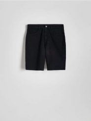 Jeansowe szorty slim fit - czarny. Czarne szorty męskie Reserved, z denimu, bez kołnierzyka. Za 119.99 zł.