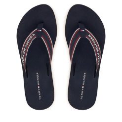 Japonki Tommy Hilfiger. Niebieskie klapki damskie Tommy Hilfiger, bez wzorów, bez obcasa. Za 189.99 zł.