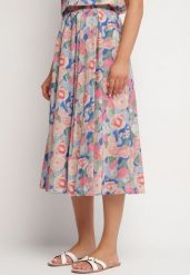 Różowa Rozkloszowana Spódnica z Bawełny w Kwiaty Solzekia. Czerwone spódniczki damskie Born2be, l, bez wzorów, z bawełny, eleganckie, midi, proste. Za 109.99 zł.