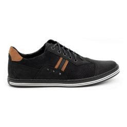 Polbut Buty męskie casual 1801P czarny nubuk/camel czarne. Czarne buty sportowe na co dzień męskie na jesień, z jeansu, bez zapięcia. Za 319.69 zł.