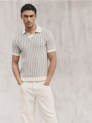 Koszulka polo comfort w paski - granatowy. Niebieskie koszulki polo męskie Reserved, l, bez wzorów, z bawełny, bez ramiączek. Za 129.99 zł.