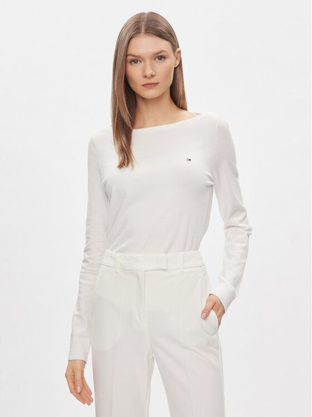 Tommy Hilfiger Sweter WW0WW42050 Biały Regular Fit. Białe swetry klasyczne damskie Tommy Hilfiger, xs, z bawełny, bez kołnierzyka. Za 363.99 zł.