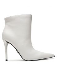Steve Madden Botki Sentinel SM11003451 Biały. Białe botki damskie Steve Madden, ze skóry, bez obcasa, na szpilce, bez zapięcia. Za 659.99 zł.
