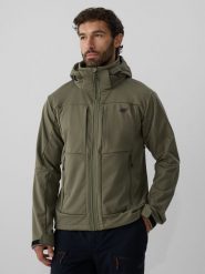 4F Kurtka softshell wiatroodporna membrana 8000 męska - khaki 3XL. Brązowe kurtki softshell damskie 4f, m, bez wzorów, z softshellu, bez kaptura. Za 499.99 zł.