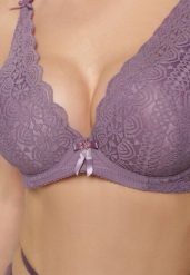 Fioletowy Biustonosz z Efektem Push Up Quinata. Fioletowe biustonosze Renee, bez wzorów. Za 34.99 zł.