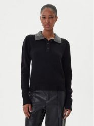 ICONA Sweter RI5KT005 Czarny Regular Fit. Czarne swetry klasyczne damskie ICONA, s, z wełny, bez kołnierzyka. Za 809.99 zł.