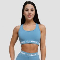 Biustonosz sportowy damski fitness bez wkładek Simple. Szare biustonosze sportowe damskie GYMBEAM, bez wzorów, z elastanu. Za 59.90 zł.