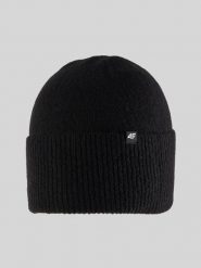 4F Czapka zimowa damska - czarna Uniwersalny. Czarne czapki zimowe damskie 4f, z dzianiny. Za 49.99 zł.