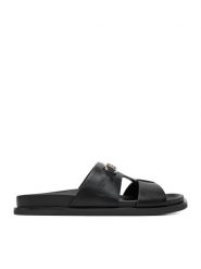 Nine West Klapki CEO-JDNW-05 Czarny. Czarne klapki damskie Nine West, bez wzorów, ze skóry, bez obcasa. Za 169.99 zł.