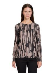 BETTY & CO Koszulka w kolorze czarno-beżowym rozmiar: L. Brązowe bluzki damskie Betty & Co., l, bez wzorów, bez kołnierzyka. Za 69.91 zł.