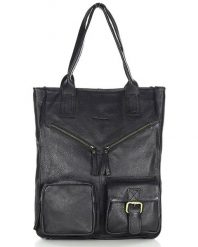 Shopperka skórzana MARCO MAZZINI vs31a czarna. Czarne shopper bag damskie bez wzorów, ze skóry, bez dodatków. Za 379.05 zł.
