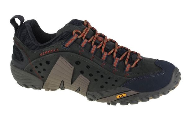 Buty trekkingowe męskie Merrell Intercept. Szare buty trekkingowe męskie MERRELL, z materiału, bez zapięcia, trekkingowe. Za 576.05 zł.