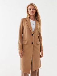 Boss Płaszcz wełniany Catara 50501019 Beżowy Slim Fit. Brązowe płaszcze damskie Boss, na zimę, bez wzorów, z wełny. Za 2,389.00 zł.