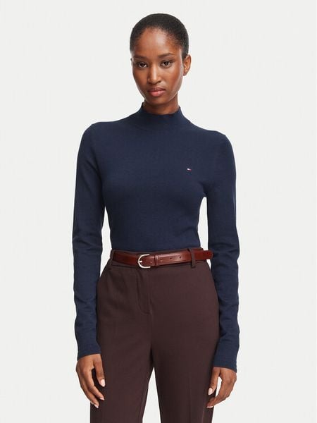 Tommy Hilfiger Golf WW0WW51383 Granatowy Regular Fit. Niebieskie golfy damskie Tommy Hilfiger, xs, bez wzorów, z bawełny, bez ramiączek. Za 409.99 zł.