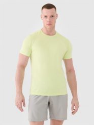 4F Koszulka treningowa szybkoschnąca męska - zielona M. Zielone t-shirty sportowe męskie 4f, m, z dzianiny, bez ramiączek, na fitness i siłownię. W wyprzedaży za 59.99 zł.