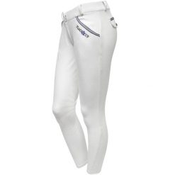 Damskie spodnie jeździeckie z lejem kolanowym Flags&Cup Copaya. Białe spodnie materiałowe damskie FLAGS&CUP, bez wzorów, z bawełny, eleganckie. Za 448.00 zł.