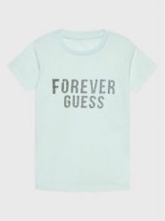 Guess T-Shirt K3RI05 K6YW3 Niebieski Regular Fit. Niebieskie koszulki dziewczęce Guess, z aplikacjami, z bawełny, bez ramiączek. Za 59.99 zł.