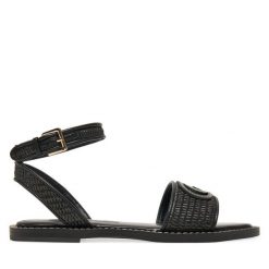 Sandały Guess. Czarne sandały damskie Guess, z aplikacjami, bez obcasa, na płaskiej podeszwie. Za 279.99 zł.