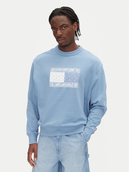 Tommy Jeans Bluza Paisley Flag DM0DM20832 Niebieski Relaxed Fit. Niebieskie bluzy bez kaptura męskie Tommy Jeans, m, z bawełny. Za 229.99 zł.