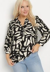 Czarna Koszula z Wiskozą Zdobiona Geometrycznym Wzorem Melivis. Czarne koszule damskie Born2be, plus size, z aplikacjami, z jeansu, eleganckie, bez kołnierzyka, plus size, bez ramiączek. Za 69.99 zł.