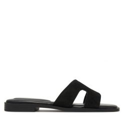 Klapki DeeZee. Czarne klapki damskie DeeZee, bez wzorów, bez obcasa. Za 139.99 zł.