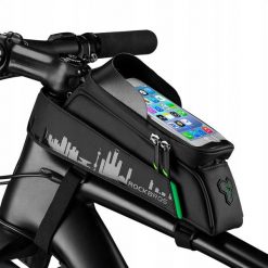Torba rowerowa Rockbros 1,5 l - pokrowiec na telefon do 6.5" wodoodporna na ramę. Czarne torebki klasyczne damskie ROCKBROS, bez wzorów, bez dodatków. Za 95.99 zł.