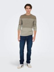 ONLY & SONS Sweter "Panter" w kolorze beżowym rozmiar: S. Brązowe swetry męskie Only & Sons, s, bez wzorów, z bawełny, bez kołnierzyka. Za 48.28 zł.