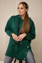 Bluza ocieplana z napami ciemno zielona. Zielone bluzy z kapturem damskie KESI, l, z bawełny. Za 238.37 zł.