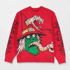 Volcom Sweter Villard Czerwony. Czerwone swetry męskie Volcom, bez wzorów, bez kołnierzyka. Za 465.26 zł.