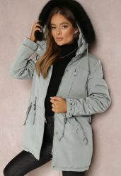 Ciemnozielona Kurtka Parka z Kapturem z Futerkiem Jossie. Zielone kurtki damskie Renee, l, bez wzorów, z futra, z kapturem. Za 269.99 zł.