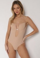 Beżowe Bieliźniane Body z Odkrytymi Plecami i Wyciętym Dekoltem Terise. Brązowe body damskie Born2be, bez wzorów. Za 59.99 zł.