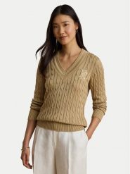 LAUREN RALPH LAUREN Sweter Meren 200888795013 Beżowy Regular Fit. Brązowe swetry klasyczne damskie Lauren Ralph Lauren, xxl, z wiskozy, bez kołnierzyka. Za 949.99 zł.