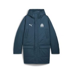 Męska zimowa kurtka Olympique Marsylia PUMA Ocean Tropic White Blue. Białe kurtki męskie Puma, na zimę, m, bez wzorów, z materiału, klasyczne, bez kaptura. Za 550.50 zł.