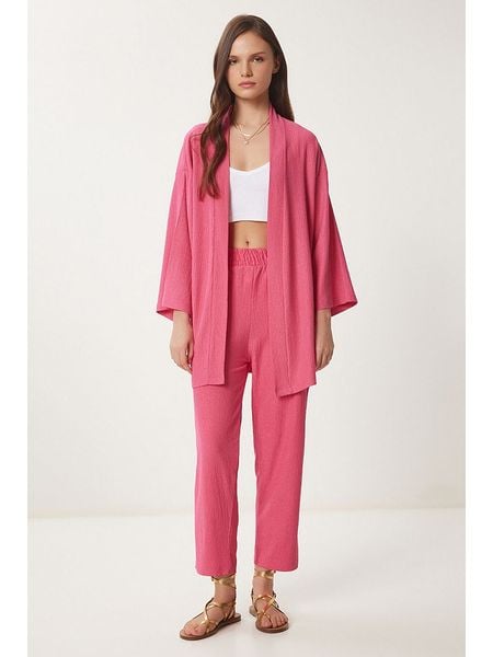 Happiness Istanbul 2-częściowy zestaw w kolorze różowym rozmiar: 40. Różowe kardigany damskie Happiness Istanbul, bez wzorów. Za 86.78 zł.