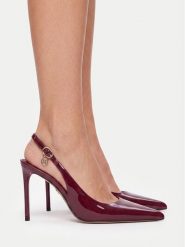 Nine West Szpilki EO-TS6384-01 Bordowy. Czerwone szpilki Nine West, bez wzorów, ze skóry, bez obcasa. Za 279.99 zł.