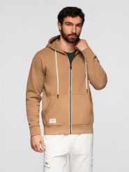 Bluza bawełniana męska dresowa BASIC rozpinana z kapturem - brązowa V2 - Rozmiar: L. Brązowe bluzy z kapturem męskie Ombre Clothing, l, z bawełny. W wyprzedaży za 118.99 zł.