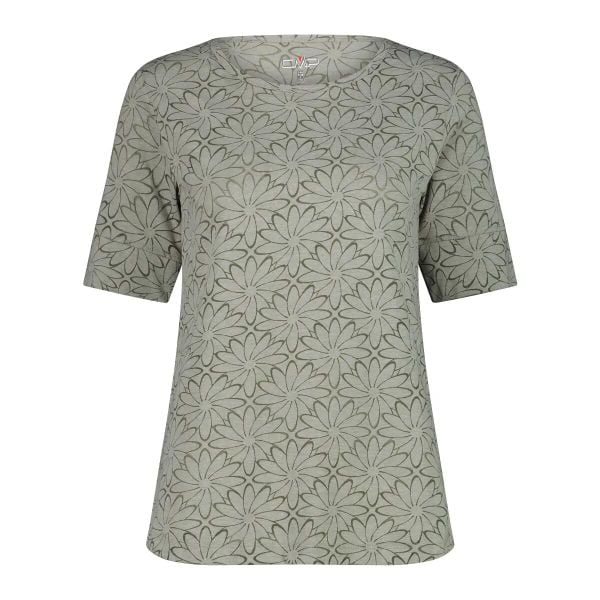 Koszulka z jerseyu w starzonym stylu z nadrukiem kwiatowym damska CMP. Zielone t-shirty damskie CMP, xl, bez wzorów, z bawełny, bez kołnierzyka. Za 159.50 zł.