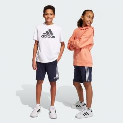 Essentials 3-Stripes Knit Shorts. Białe szorty męskie Adidas, bez wzorów, z materiału, sportowe. Za 96.00 zł.