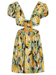 APART Sukienka w kolorze żółto-zielonym rozmiar: L. Żółte sukienki damskie Apart, l, z aplikacjami, bez kołnierzyka, bez ramiączek, mini, rozkloszowane. Za 132.05 zł.