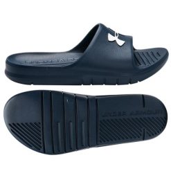Klapki Under Armour Core Pth Sl 3021286-400 niebieskie. Niebieskie klapki damskie bez wzorów, z materiału, bez obcasa. Za 153.44 zł.