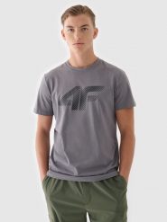 4F T-shirt regular z nadrukiem męski - szary L. Szare t-shirty męskie 4f, l, bez wzorów, z bawełny, bez kołnierzyka. Za 59.99 zł.