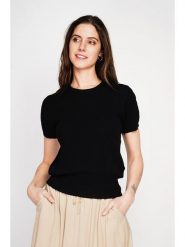 Le Jardin du Lin Sweter w kolorze czarnym rozmiar: 42. Czarne swetry klasyczne damskie Le jardin du lin, ze splotem, bez kołnierzyka. Za 108.99 zł.