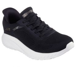 Buty sportowe damskie Skechers Bobs Squad Chaos C. Czarne buty sportowe na co dzień damskie Skechers, bez wzorów, z materiału. Za 390.00 zł.