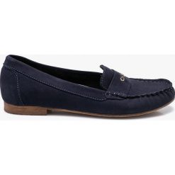 Carinii - Mokasyny. Niebieskie mokasyny damskie Carinii, z gumy. W wyprzedaży za 159.90 zł.